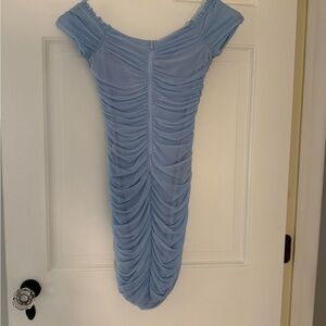 Windsor Baby Blue Ruched Bodycon Mini Dress/Hoco Dress, Size XS